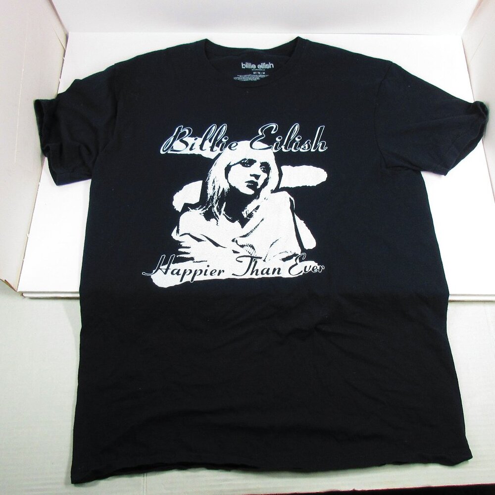 Billie Eilish Happier Then Ever Short Sleeve Black & White Graphic T-Shirt Sz M